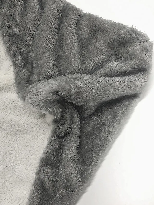 Women's Pajamas Bathrobe Robes Gown Pure Color Warm Plush Comfort Home Daily Bed Polyester Breathable Hoodie Long Sleeve Pocket Fall Winter Red Lavender