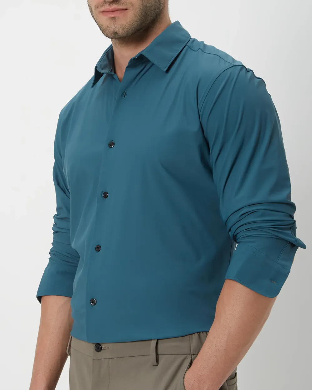 Simple And Comfortable Slim-Fit Breathable Green Shirt