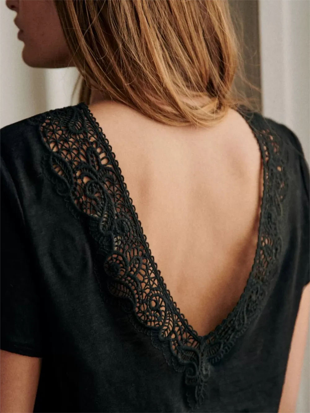 Linen Patchwork Lace T-Shirt