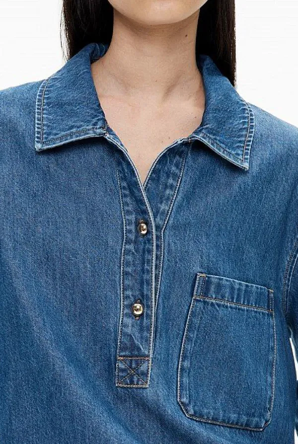 Washed Denim Button-Down Shirt