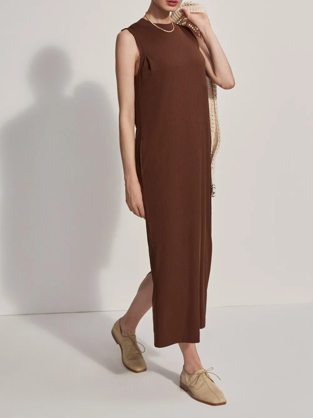 Satin Sleeveless Midi Dress