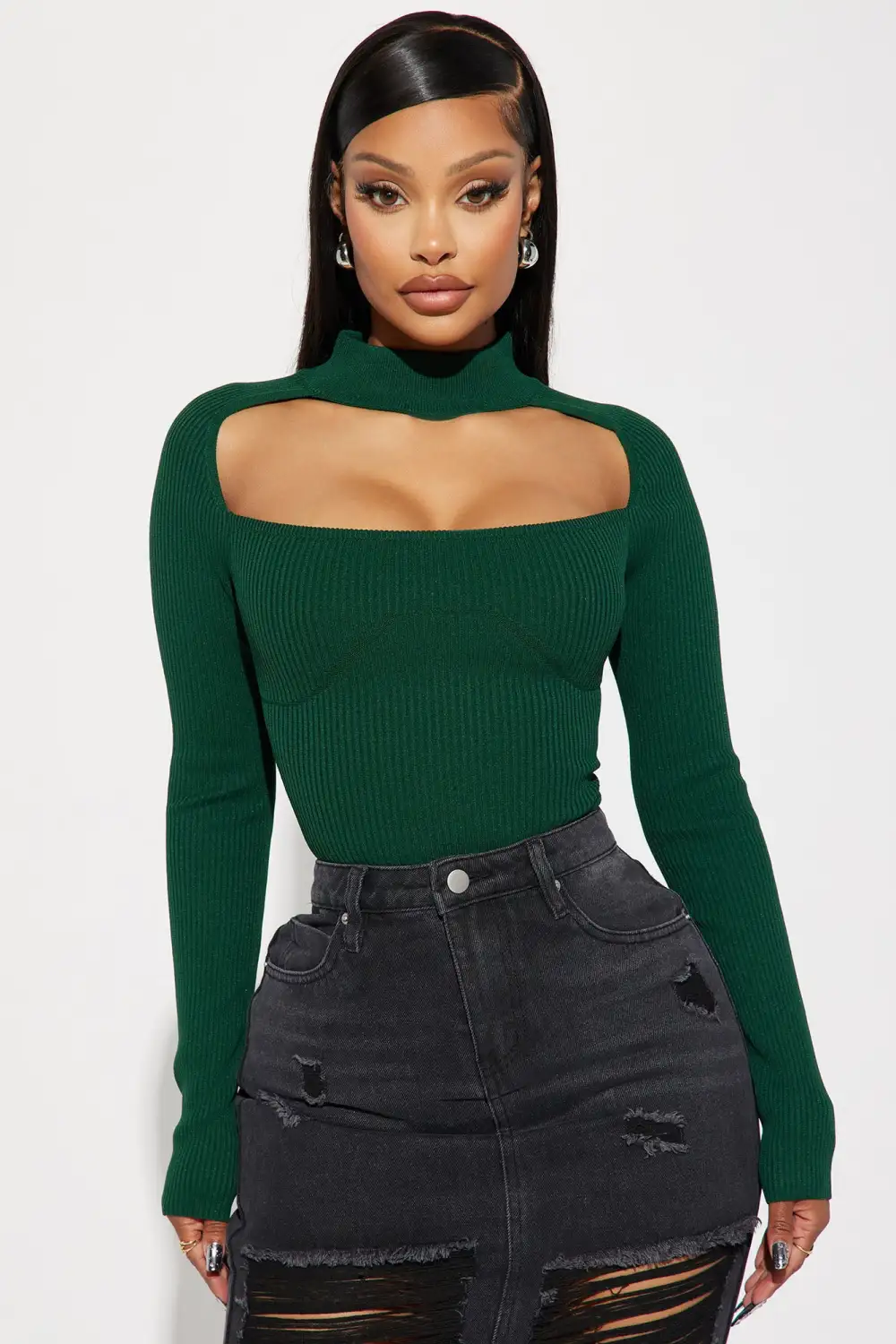 Jodeci Sweater Bodysuit - Hunter