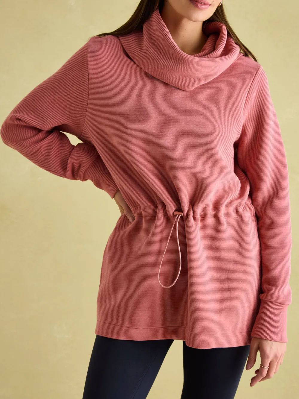 Pink Cowl Neck Sweatshirt