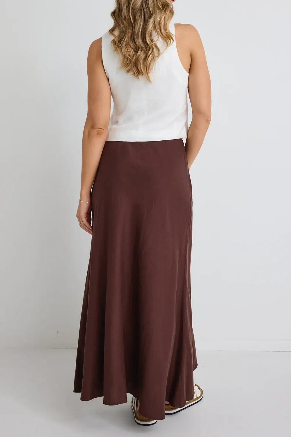 Linen Floaty Bias Cut Maxi Skirt