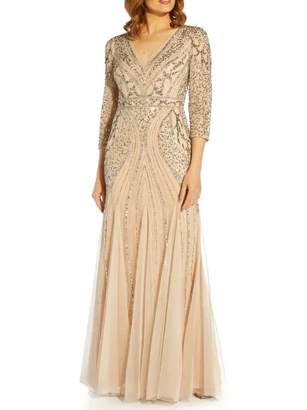 Mid-sleeve high-end lace elegant wedding ladies dress