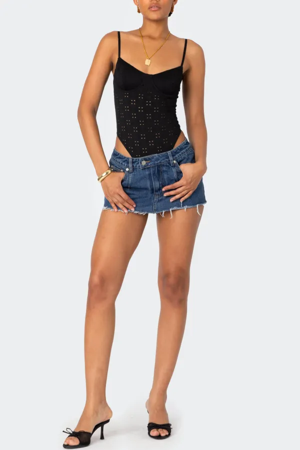Strapless Cupped Eyelet Bodysuit