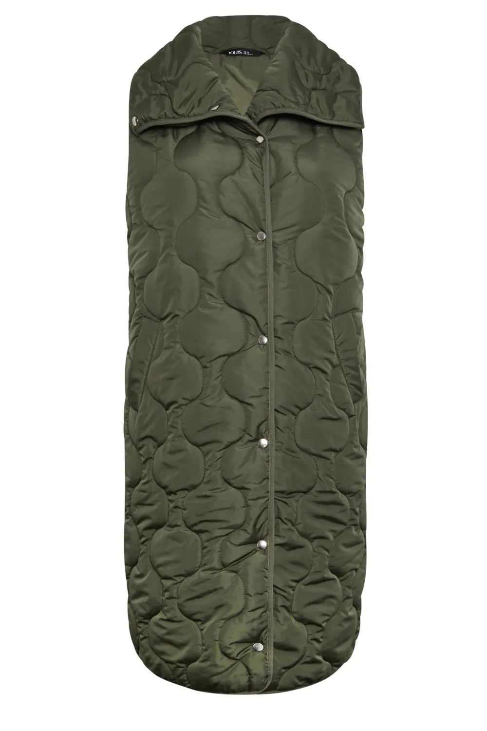 YOURS Curve Black Funnel Neck Quilted Longline Gilet