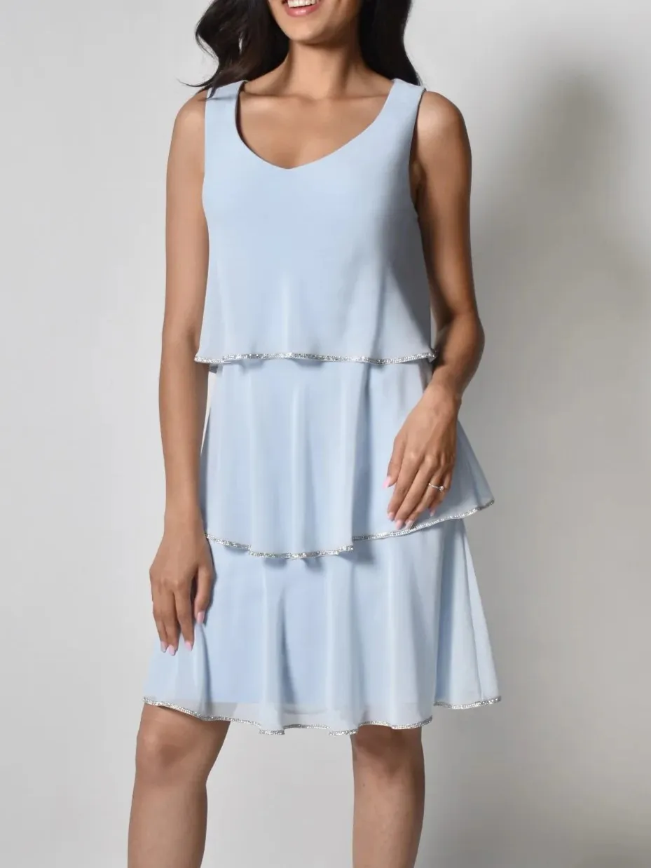 Light Blue Layered Sleeveless Dress
