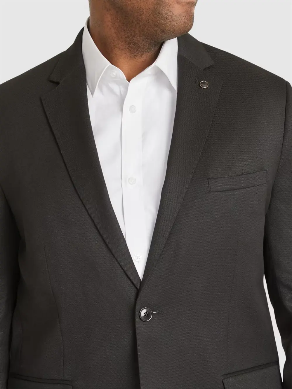 BLACK TEXTURED STRETCH SUIT JACKET