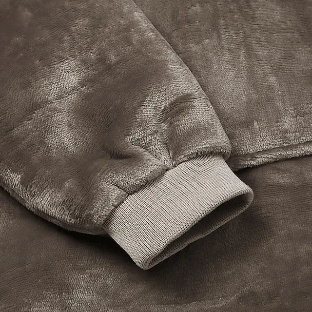 Women's Christmas Couple‘s Pajamas Nightgown Hoodie Blanket Wearable Blanket Grid / Plaid Pure Color Plush Simple Comfort Xmas Home Party Fleece Warm Gift Patchwork Pocket Fall Winter Black Gray