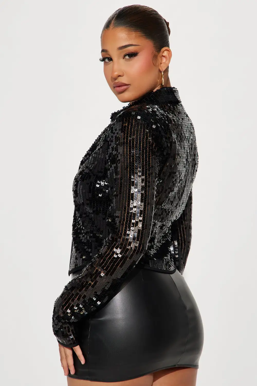 Reverie Sequin Blouse Top - Black