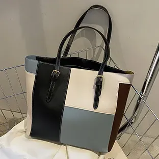 Dusty Blue Geometric Print Zip Shoulder Bag