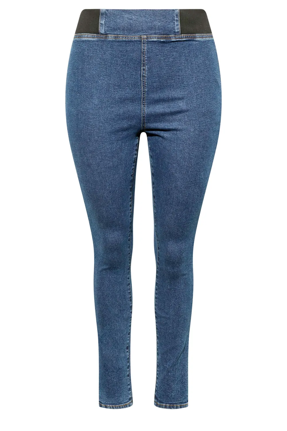 YOURS Curve Blue Elasticated Insert Split Hem Stretch Jeggings