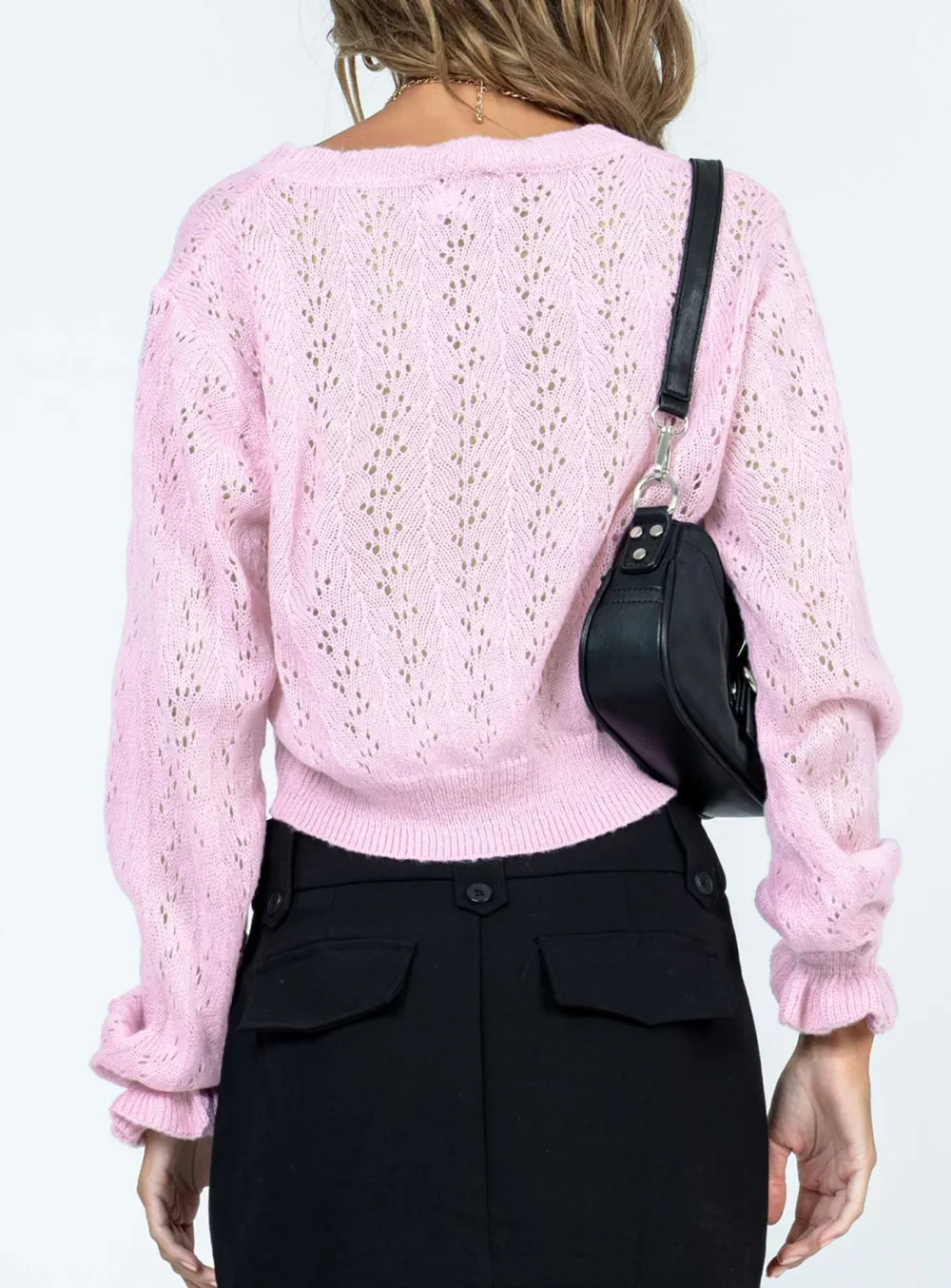 Ruffle V-neck Cropped Cardigan