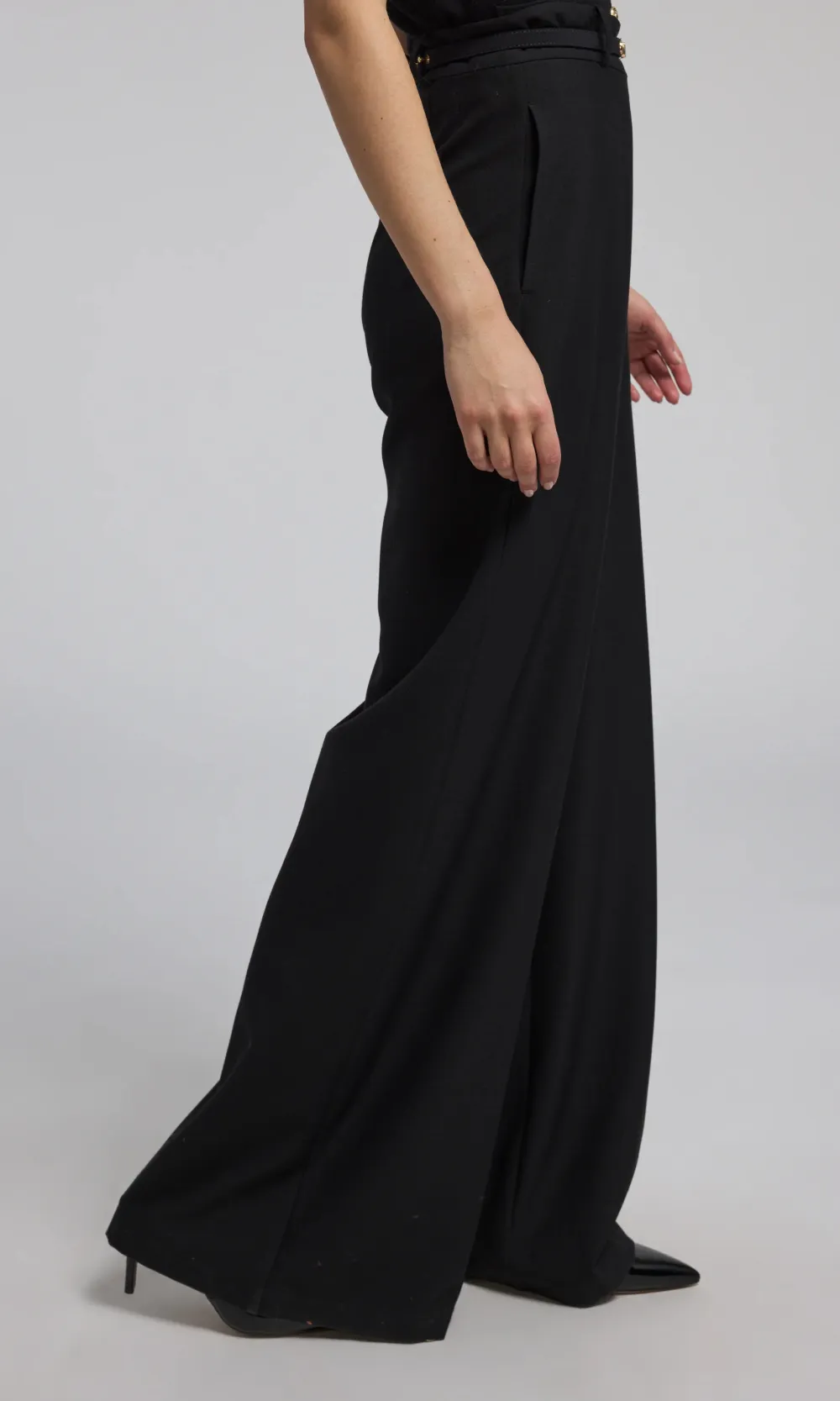 Turn-Lock Belted Wide Leg Pants