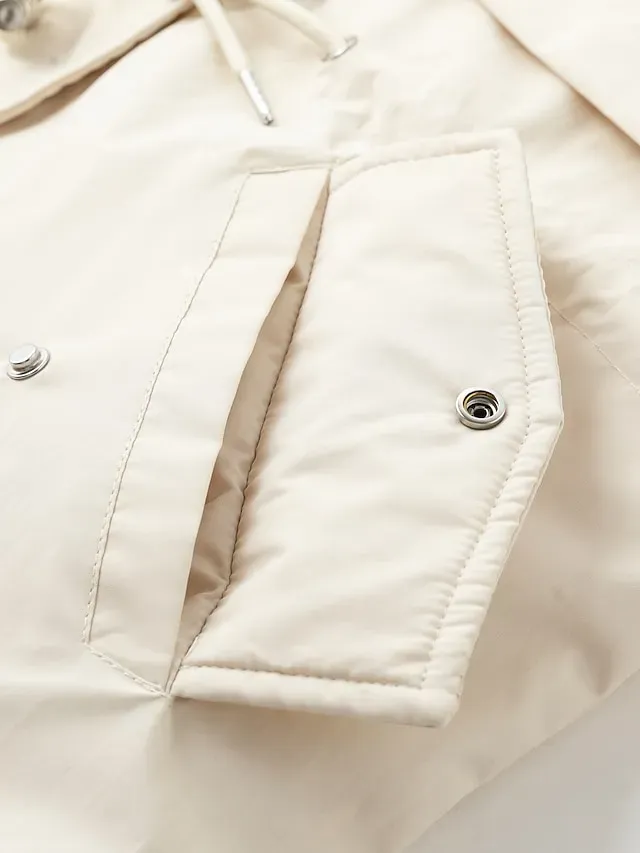 Women's Winter Jacket Winter Coat Parka Hoodie Jacket School Outdoor Street Winter Fall Long Coat Regular Fit Warm Breathable Simple Casual Daily Comfortable Jacket Long Sleeve Solid Color Pure Color