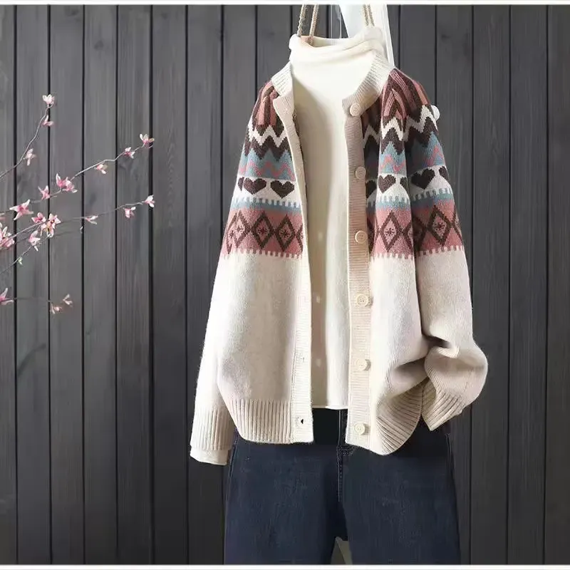 Vintage Totem Long Sleeve Knit Cardigan