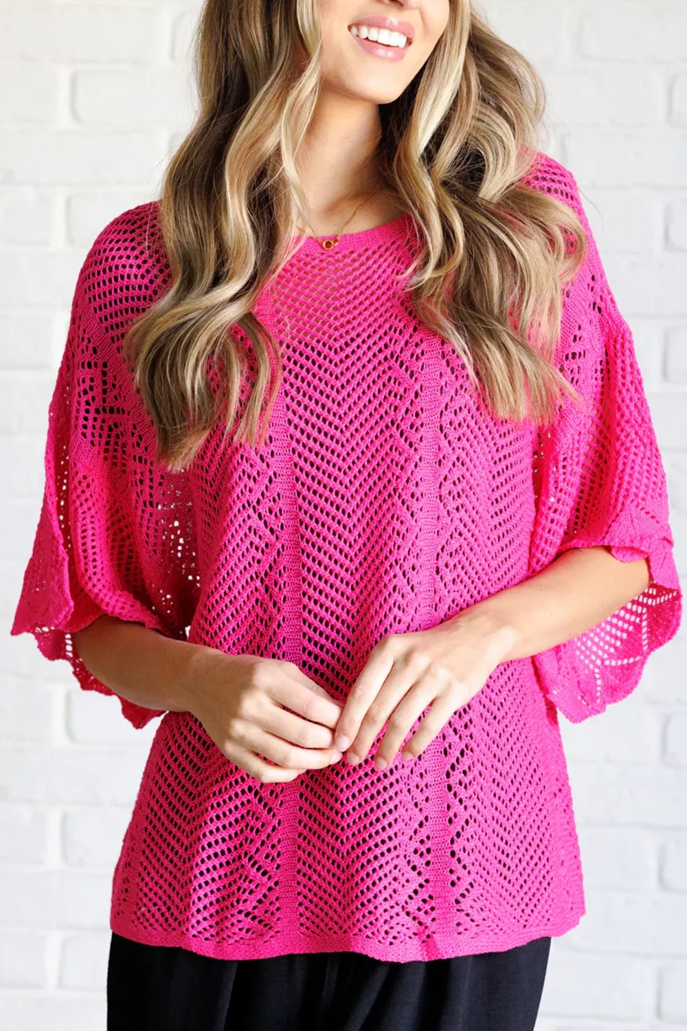 Classic Pink Simple Temperament Knitted Top