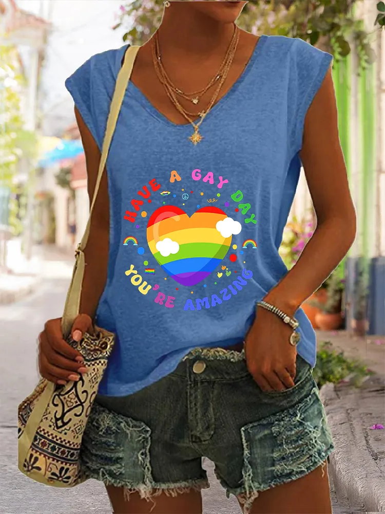 Women's Have A Gay Day You Are Amazing V-neck Vest