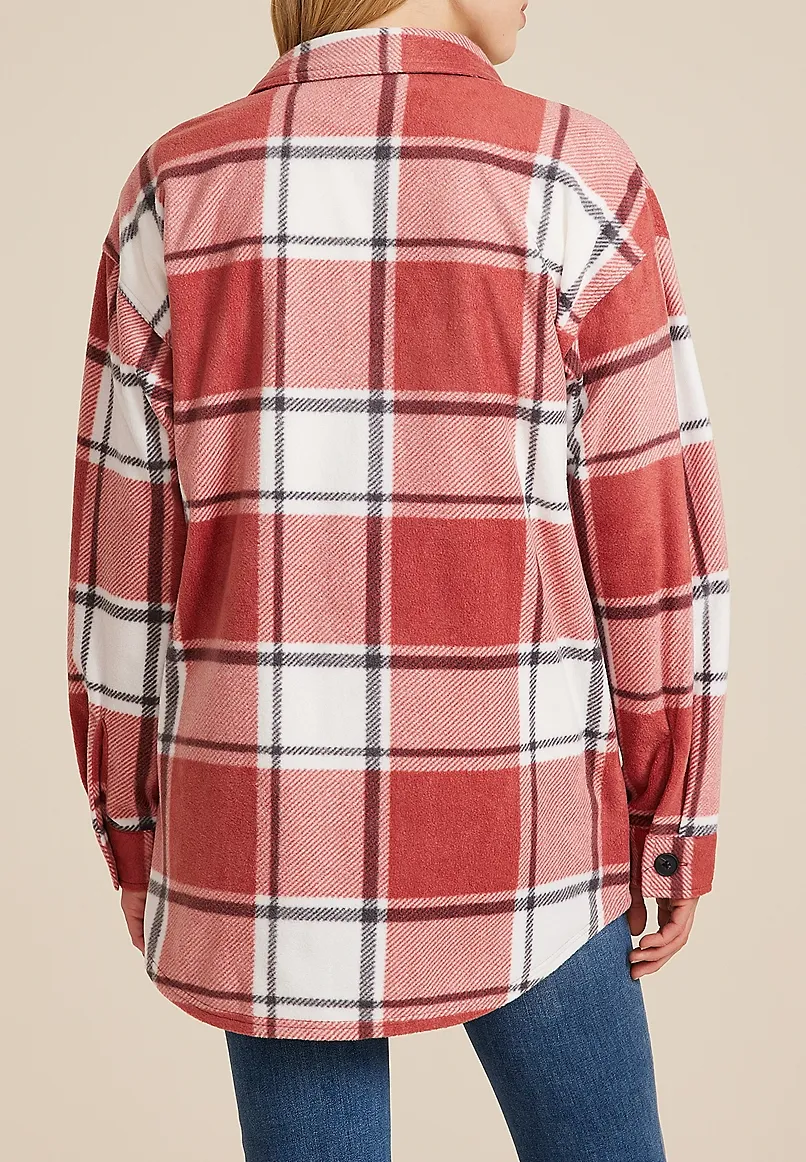 Casual Style Fleece Shacket