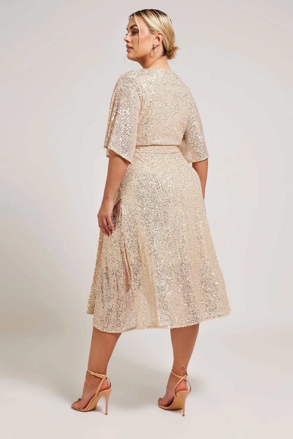 YOURS LONDON Curve Navy Blue Sequin Wrap Dress