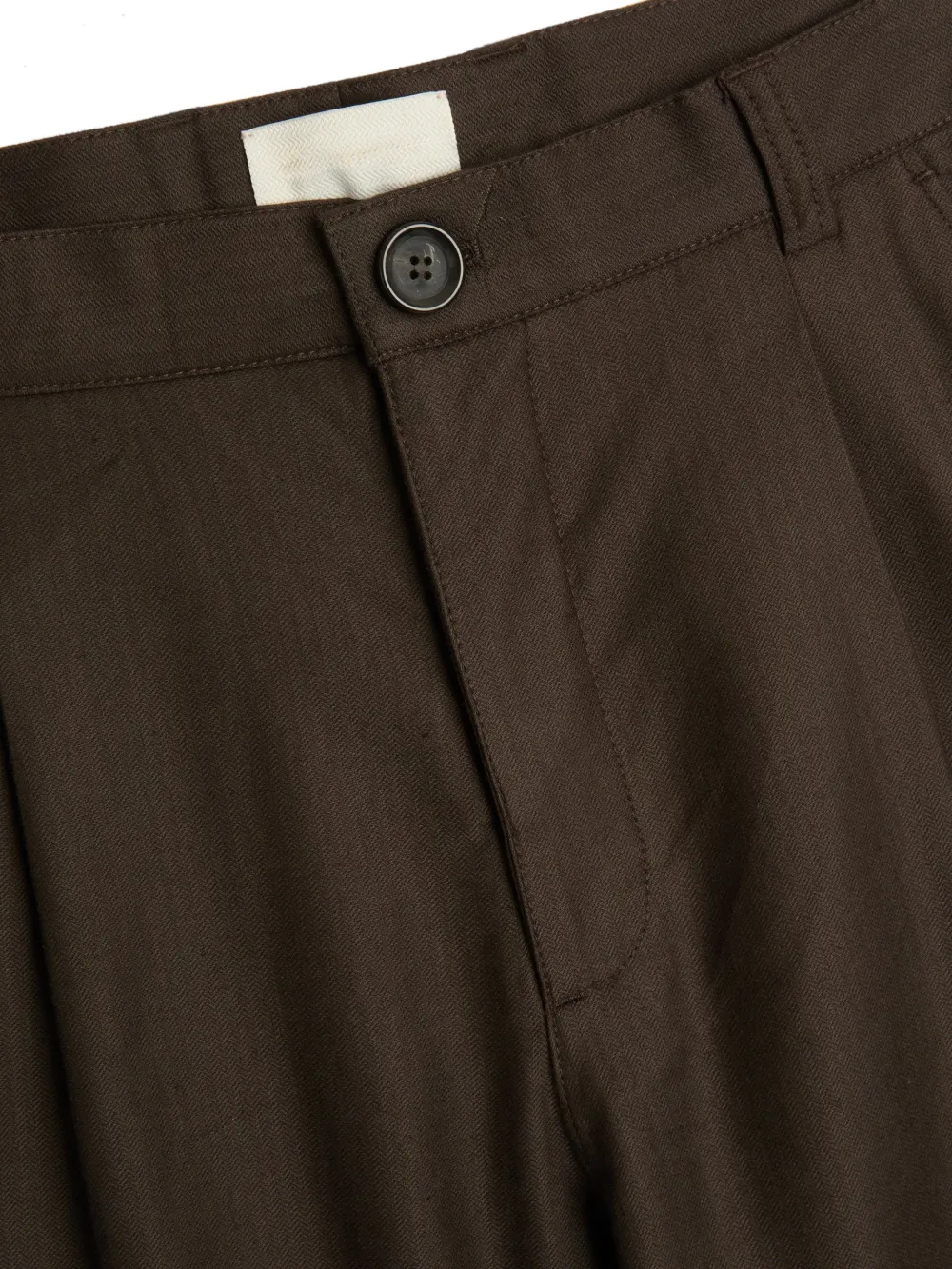 Brown Wide-Leg High Waisted Lightweight Cotton-Linen Trousers