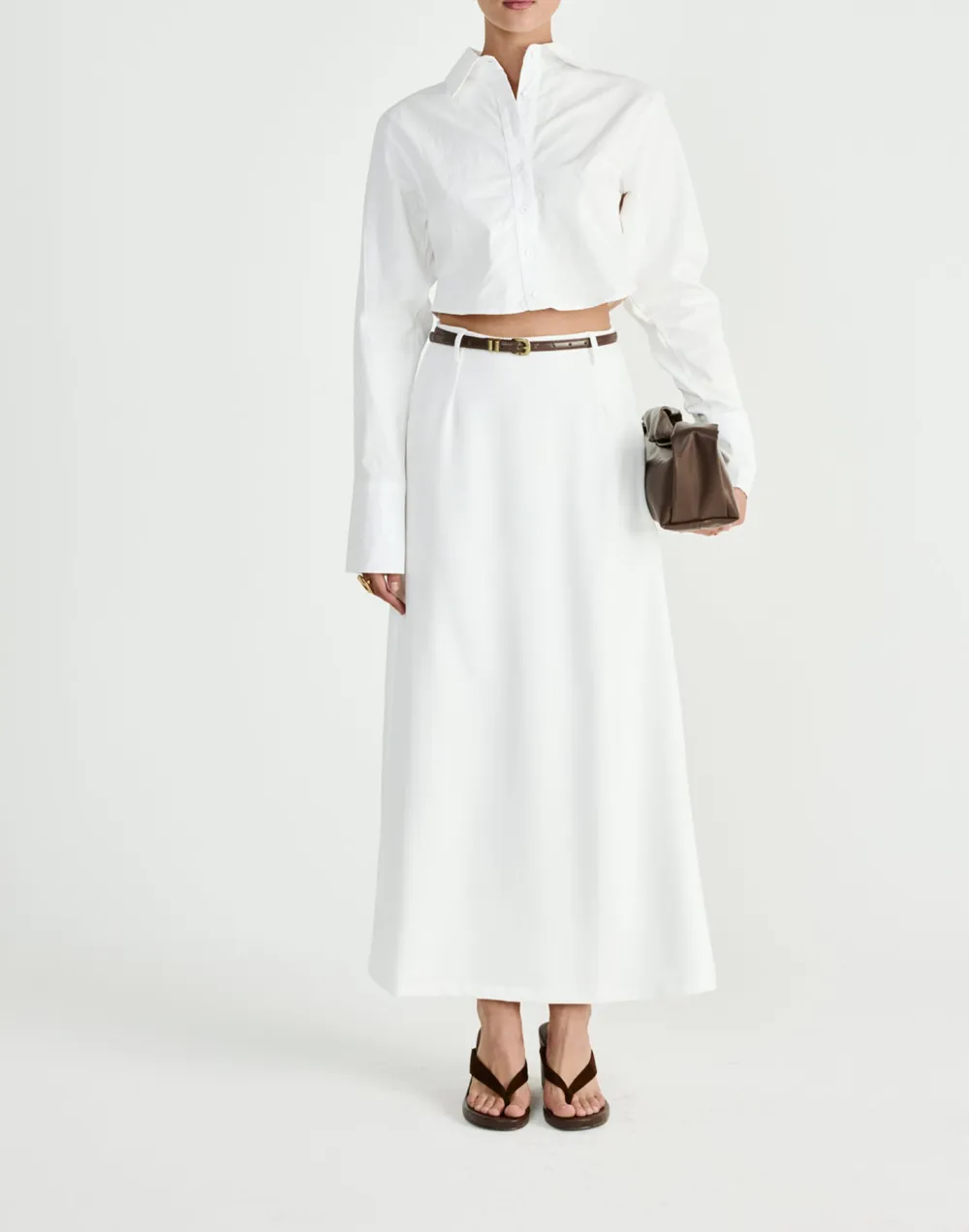 Casual Simple Cropped Shirt Top