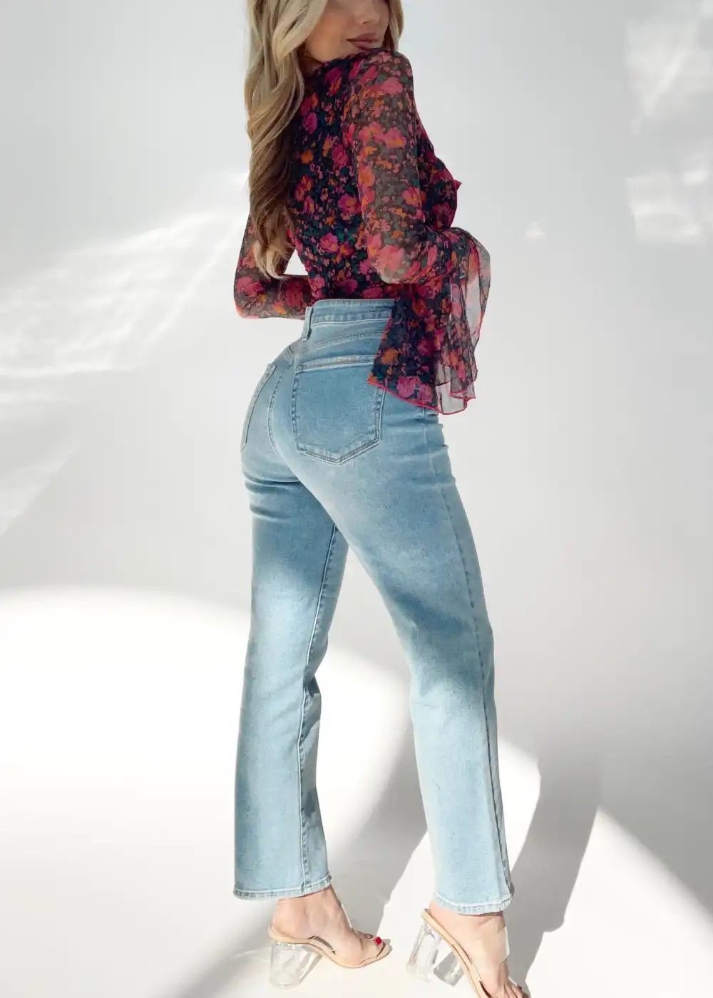 High Rise Straight Stretch Denim