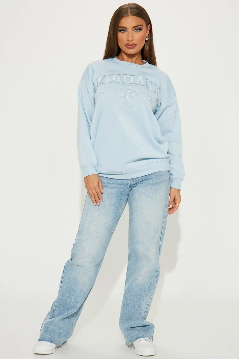 Weekend Vibes Embroidered Sweatshirt - Blue