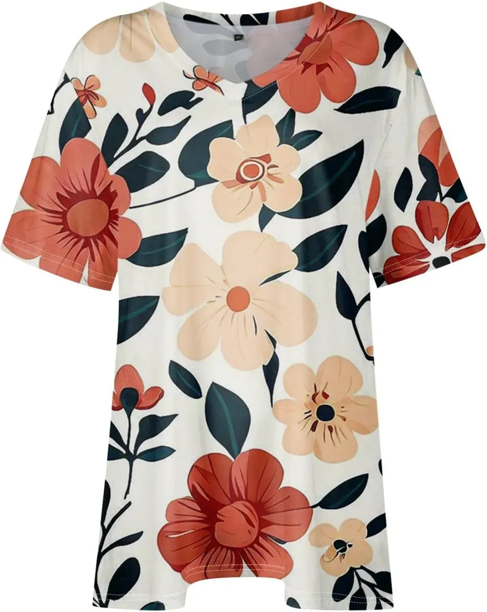 Plus Size Tops for Women Dressy Short Sleeve V Neck Shirts for Women Summer Tops for Women 2024 Floral Print Top