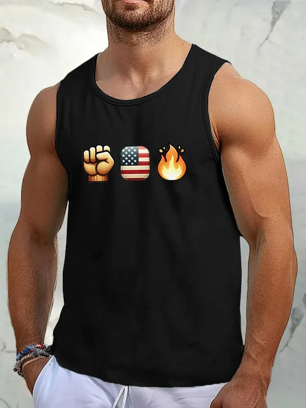 Retro Fist Flag Fire Print Vest