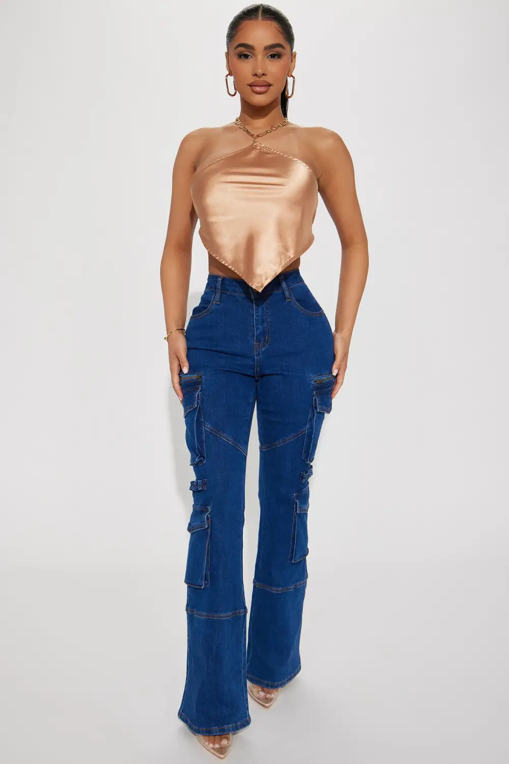 Always Seeking For You Satin Top - Champagne