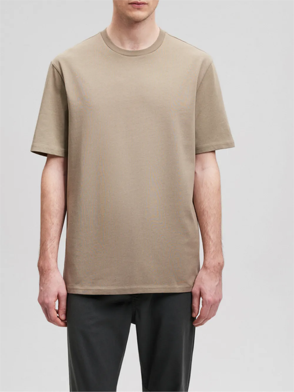 Khaki Short - Sleeve Contrast Trim Tee