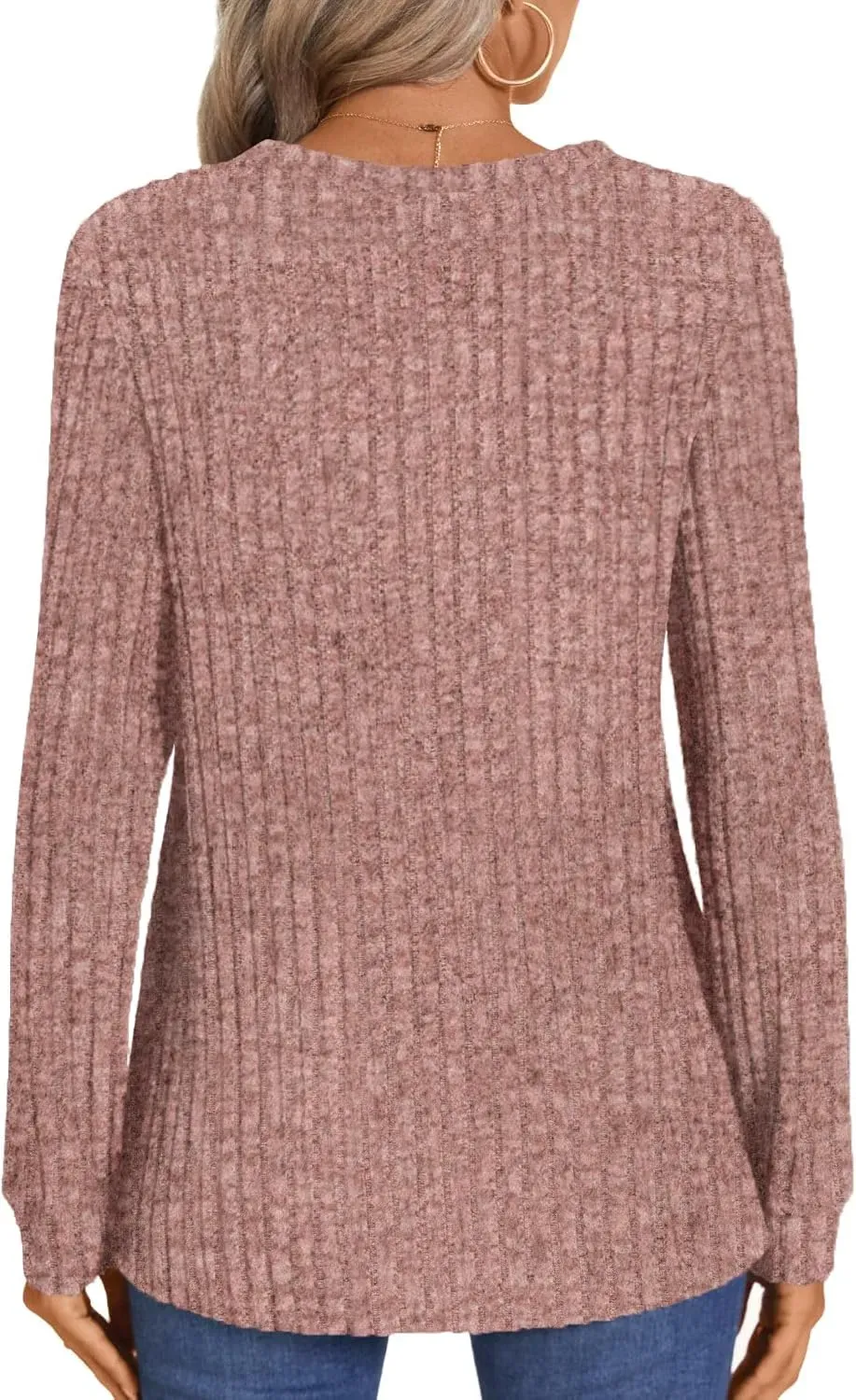 HOTGIFT Womens 2024 Fall Winter Tunic Tops Long Sleeve Casual T-Shirts Soft Comfy Stripe Blouse Lightweight