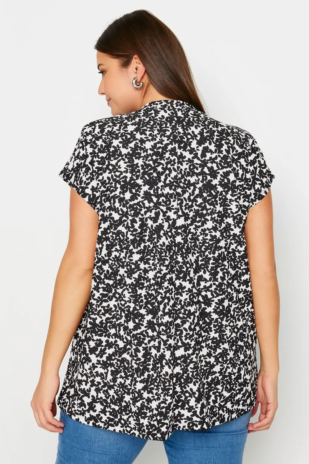 YOURS Curve Blue Leopard Print Pleat Front Blouse