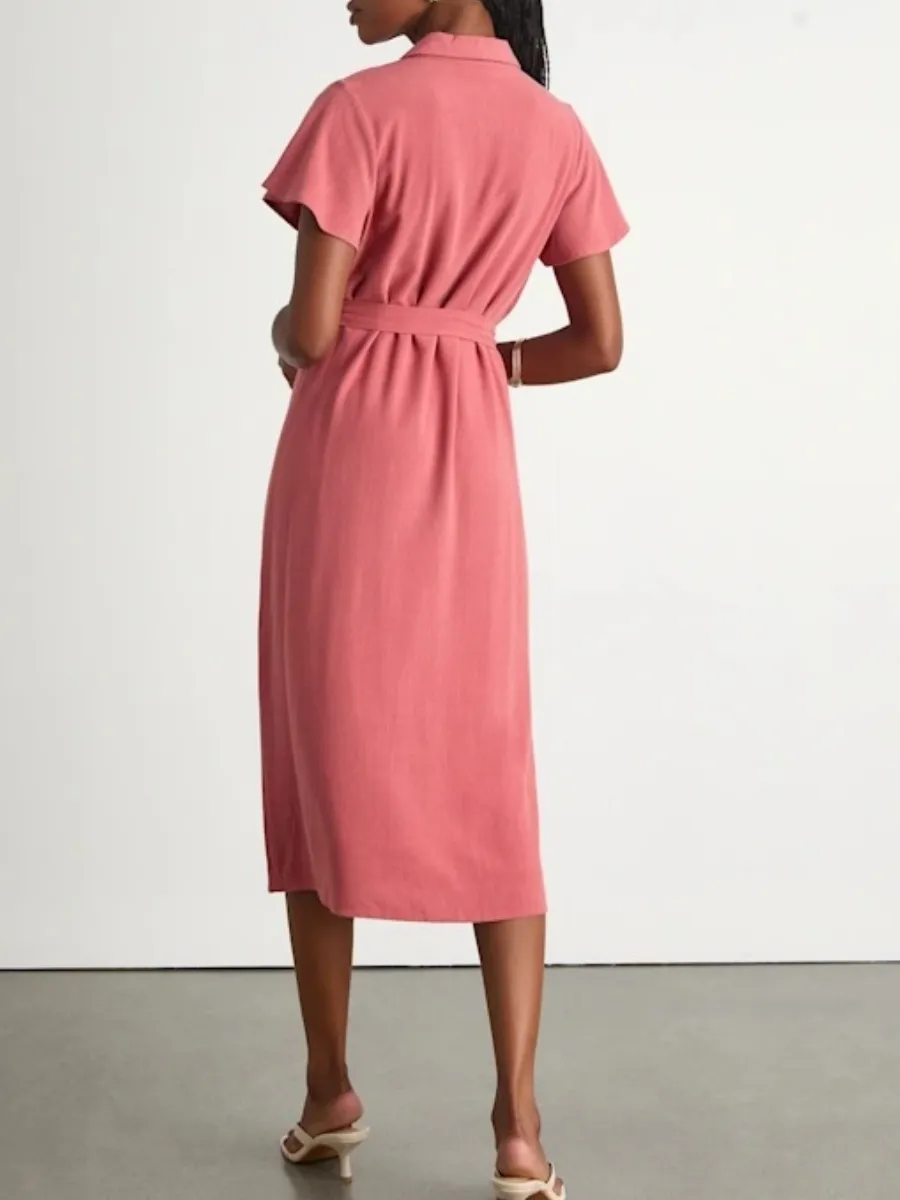 Button Front Midi Dress
