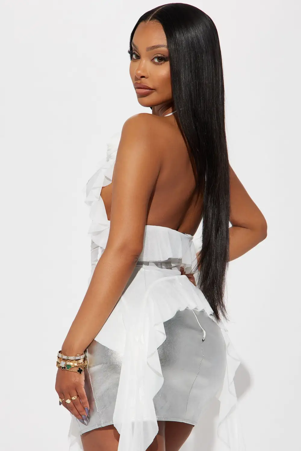 Romantically Involved Ruffle Top - White