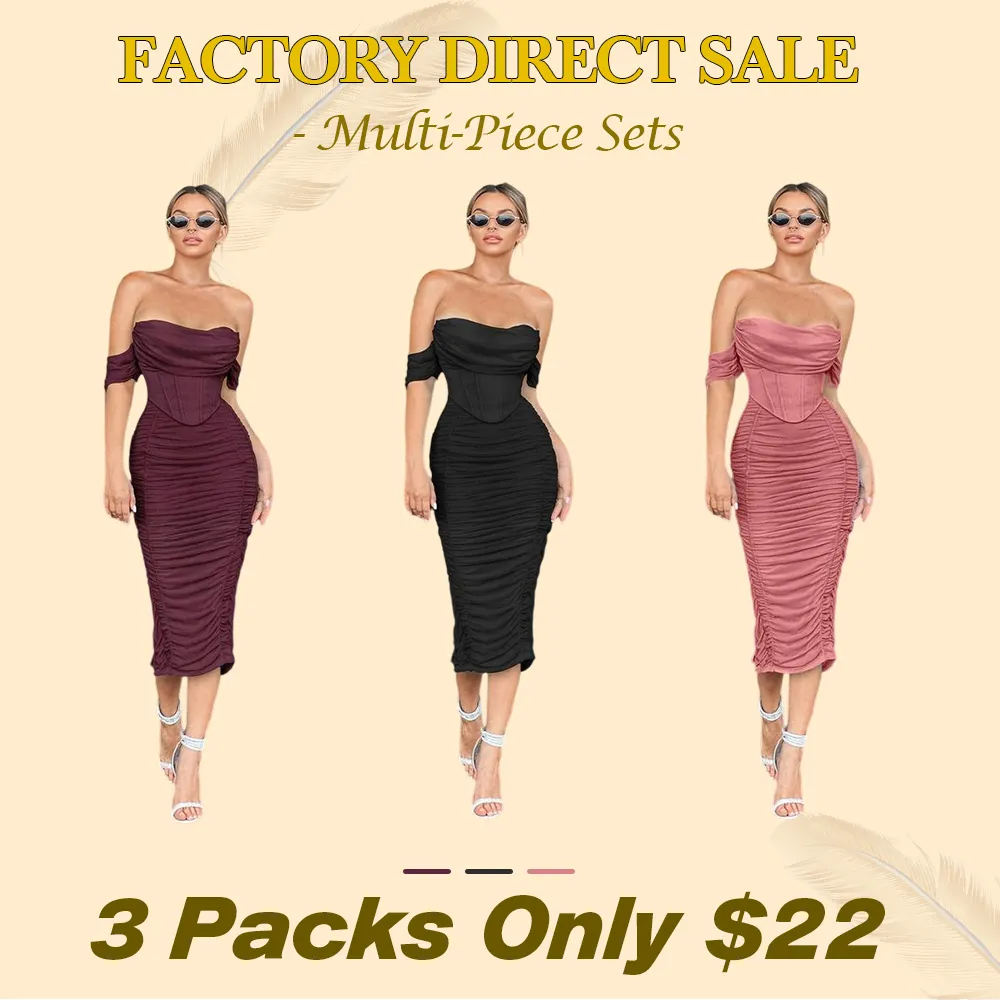 Women's Off The Shoulder Cocktail Midi Dress with Built-in Bra Ruched Bodycon Corset for Fall Homecoming Wedding Guest Formal Party - Sleeveless