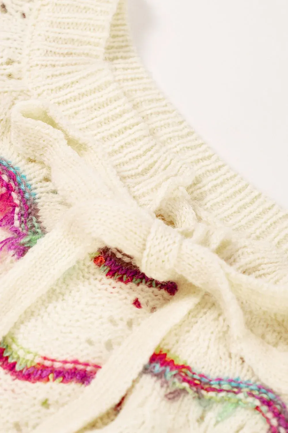 Minimalist Hollow-Out Breathable Cream Knit Sweater