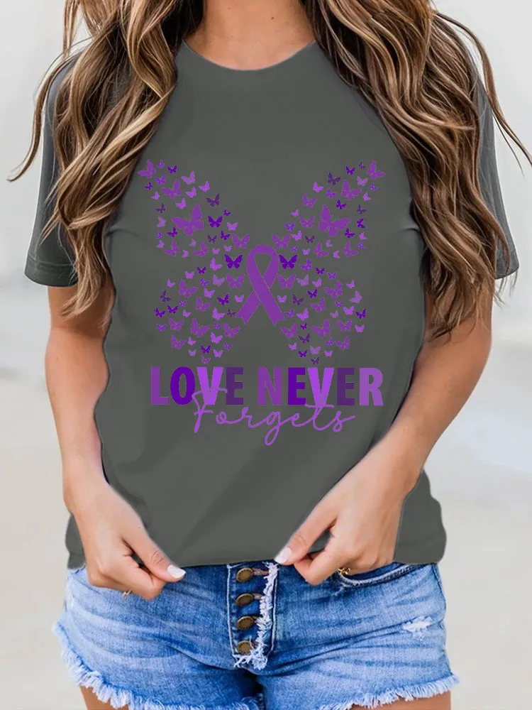 Women's I Will Remember For You Dementia Alzheimer's Disease Awareness Print T-Shirt