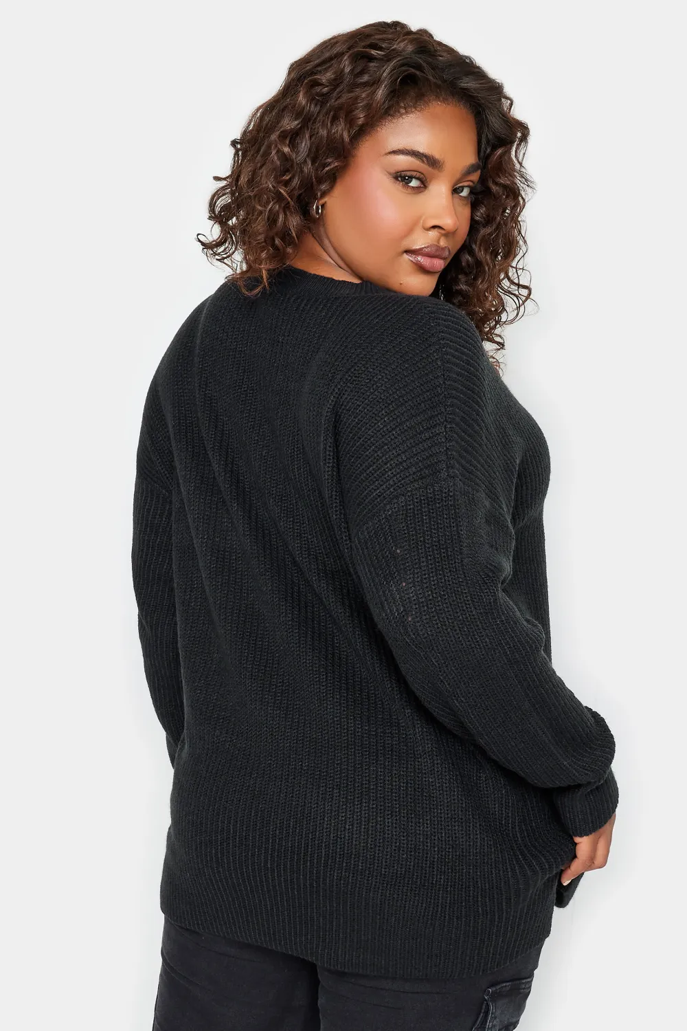 YOURS Curve Grey Drop Shoulder Knitted Jumper