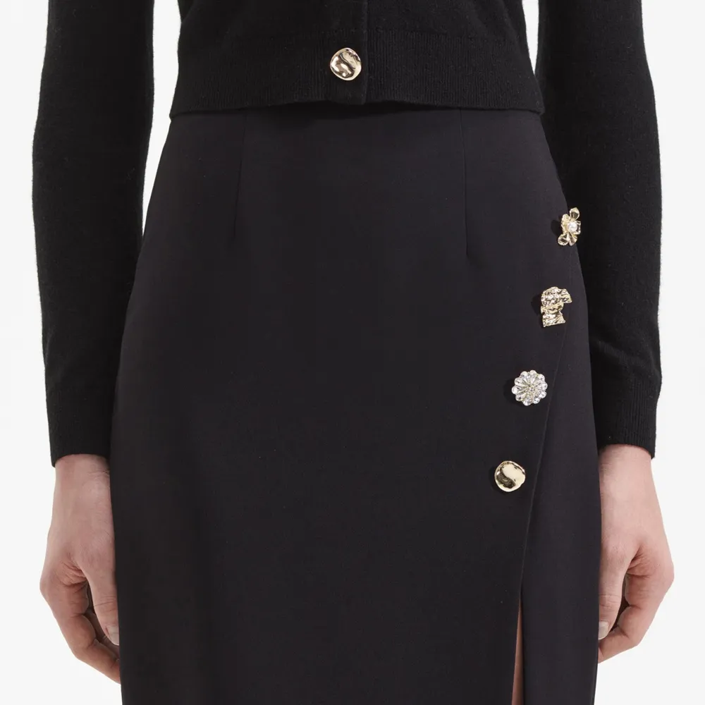 Black Crepe Midi Skirt