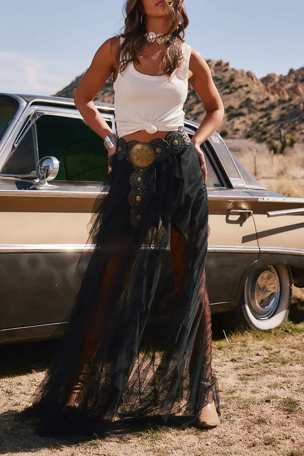 Rock Black Tulle Maxi Skirt