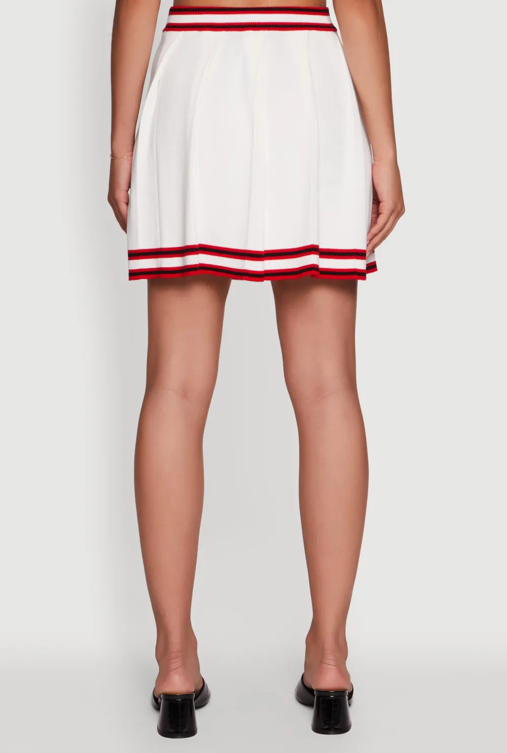 Striped Sports Style Pleated Skirt