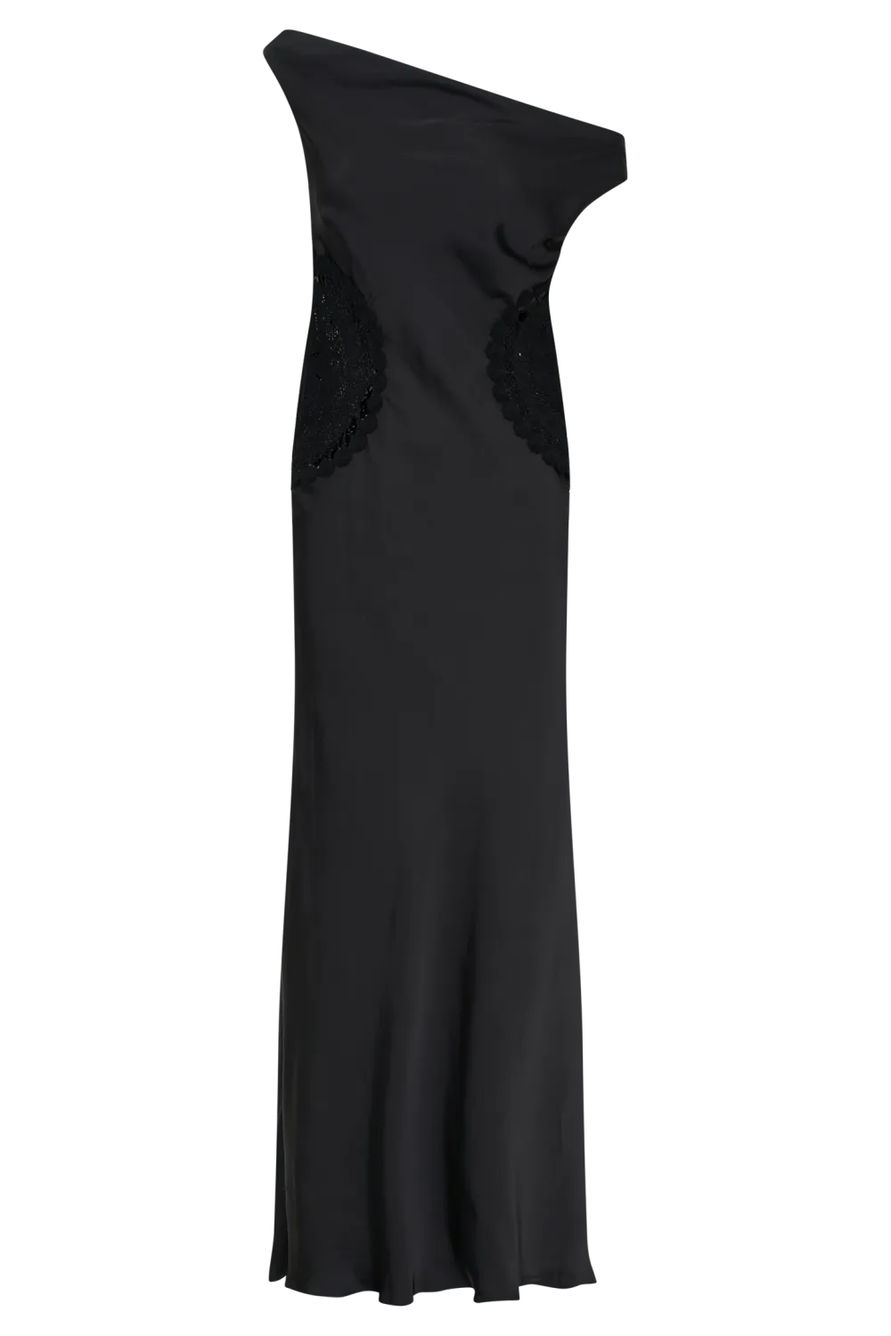 Satin Maxi Dress With Crochet