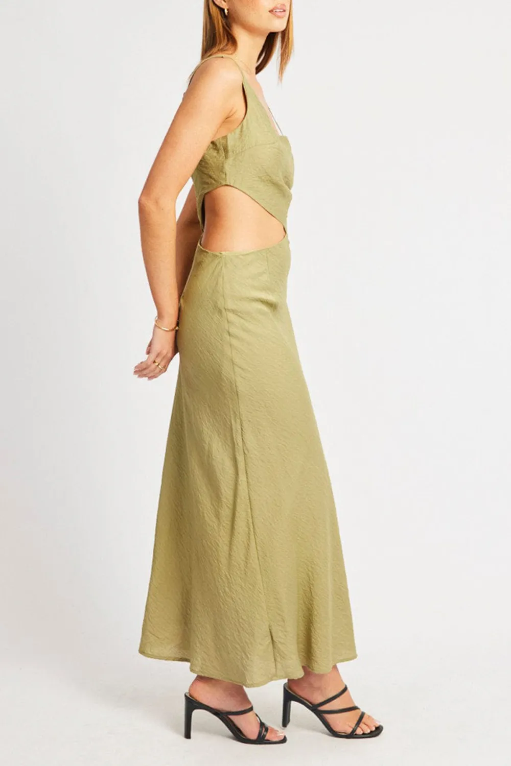 Green Maxi Dress Cut Out Detail