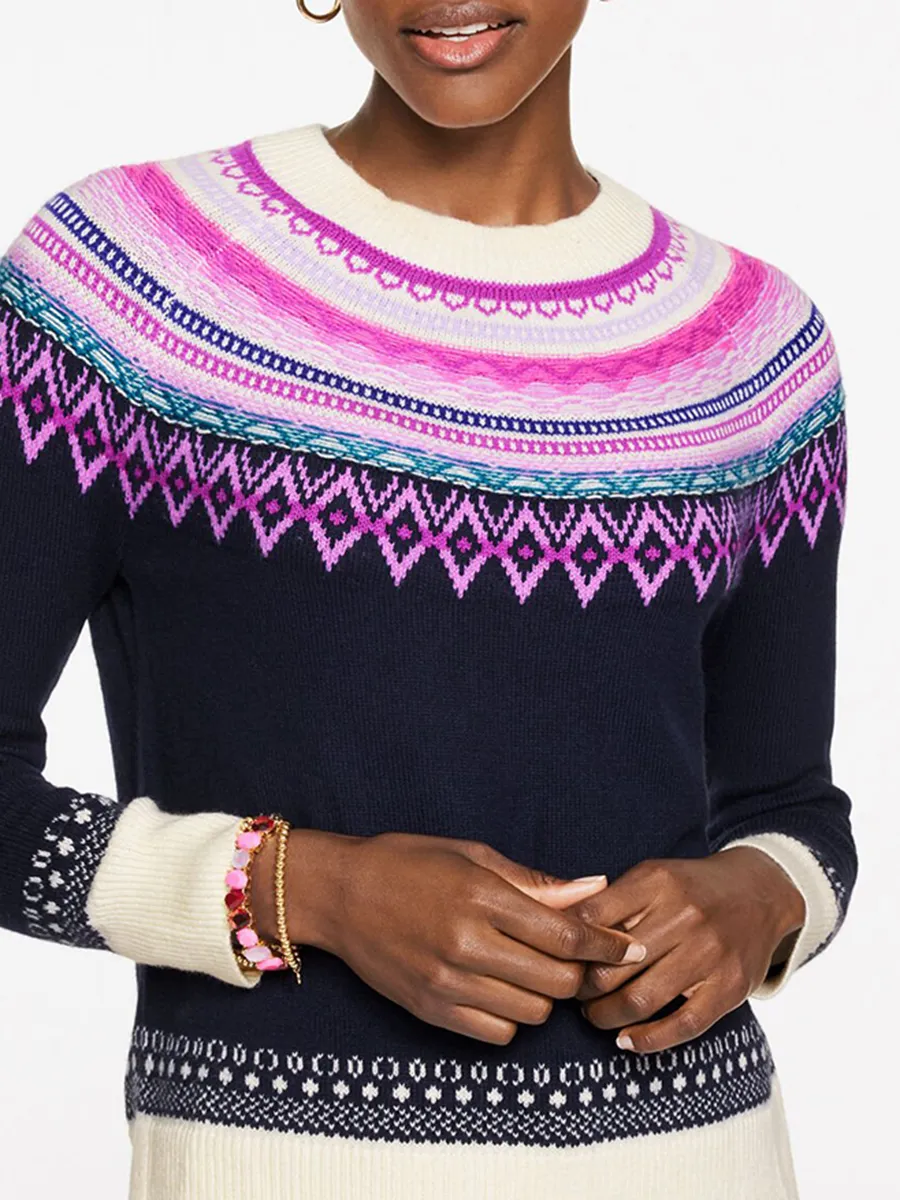 Women'S Artistic Pattern Knitted Round Neck Sweater