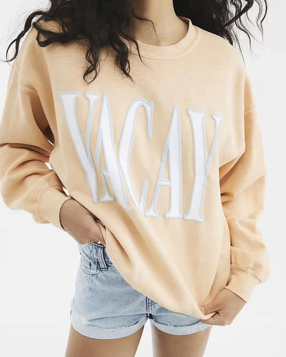 Orange Art Letters Long Sleeve Crewneck Sweatshirts