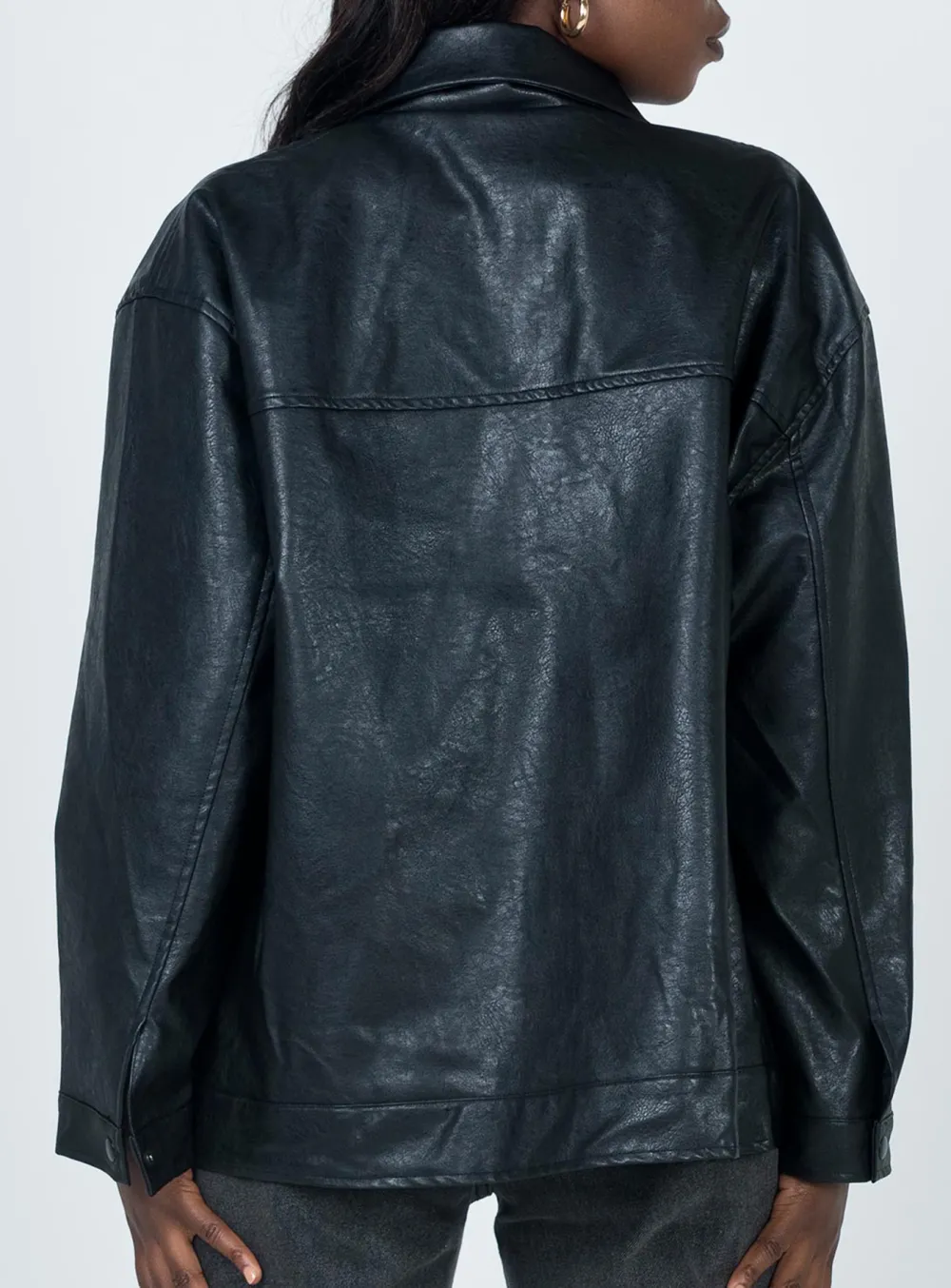 Classic Faux Leather Button Up Jacket