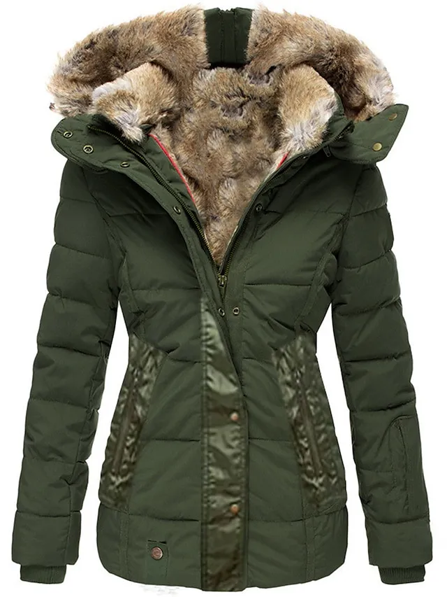 Women's Thicken Parka Fleece Puffer Jacket Coat with Drawstring